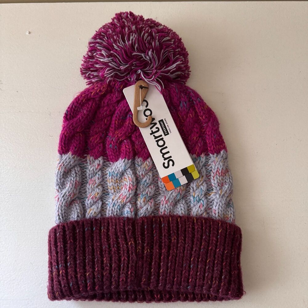 Smartwool Beanie ISTO Pom Merino Wool Blend Purple Eclipse - One Size